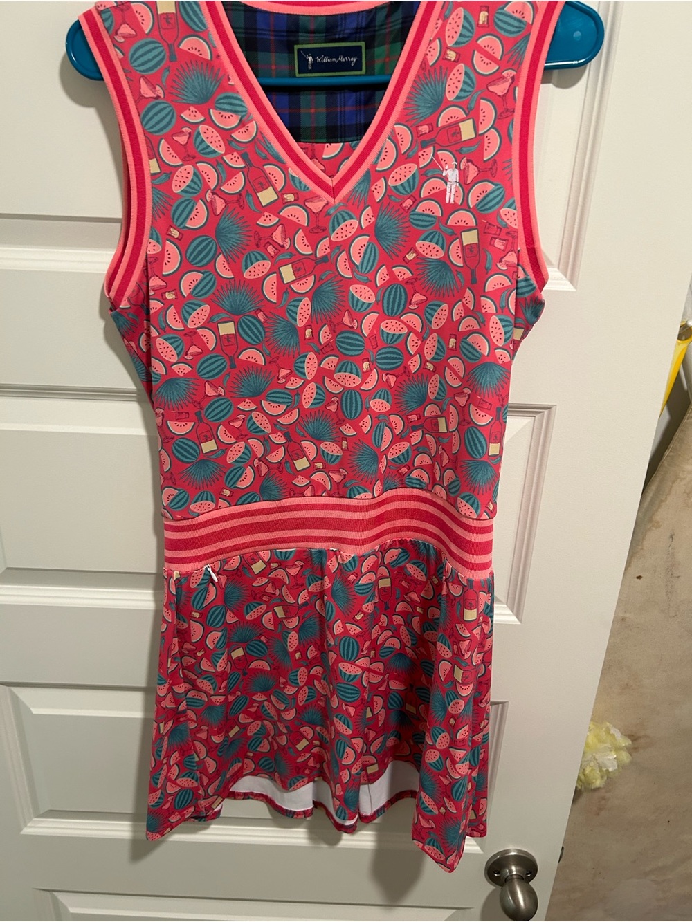 William Murray Golf Coral Pink & Teal Watermelon-Print Sleeveless Dress - Picture 2 of 11